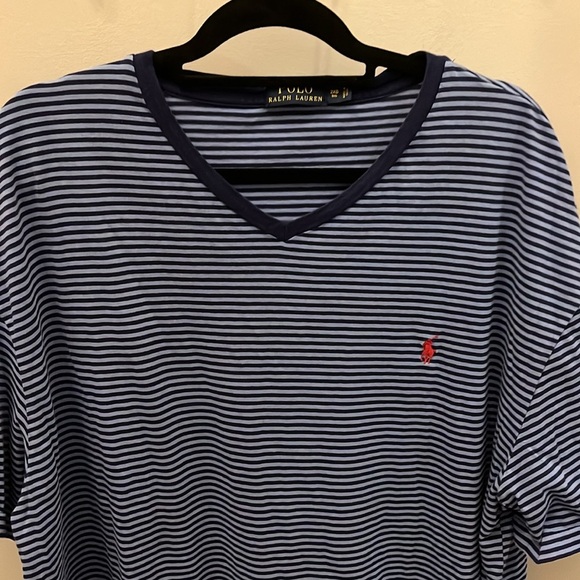 POLO Ralph Lauren Short Sleeved Tee Shirt Striped Blue Size 2XB Big - Picture 2 of 8